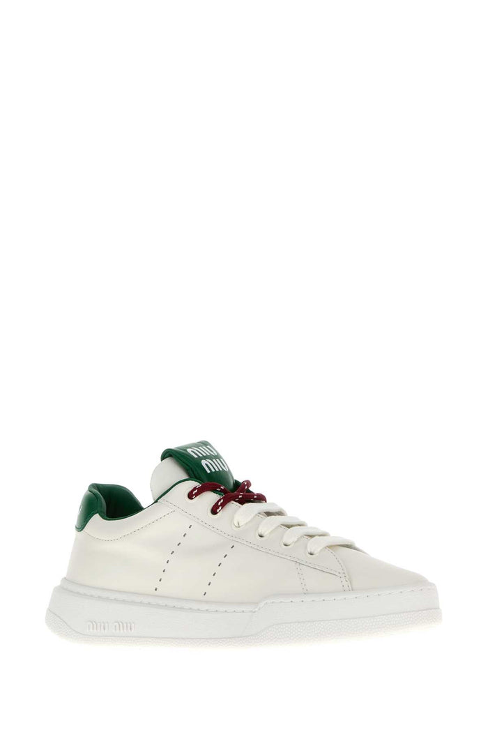 White Leather Sneakers Biancoverde Calfleather