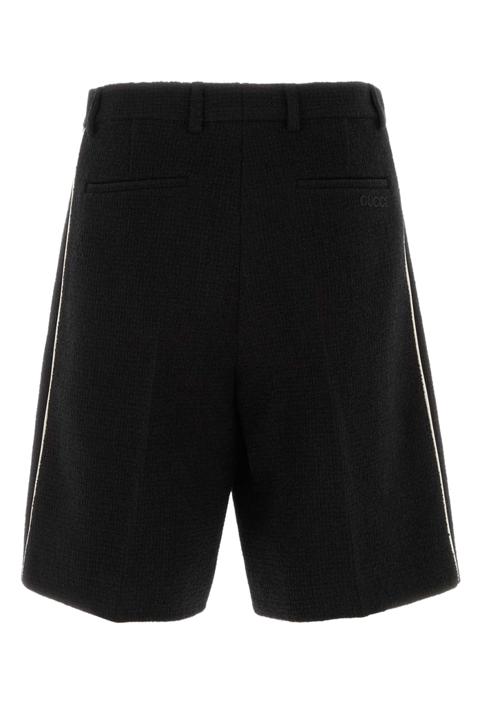 Black Boucle Bermuda Shorts Exterior: Wool