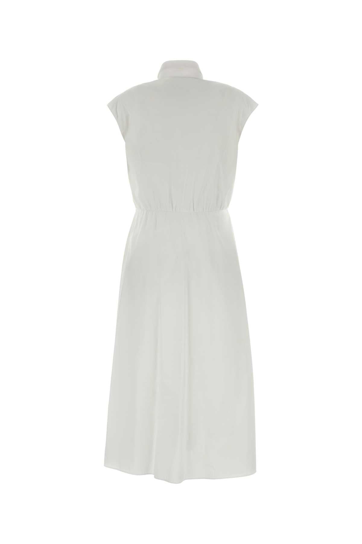 White Poplin Dress Bianco Cotton Abiti