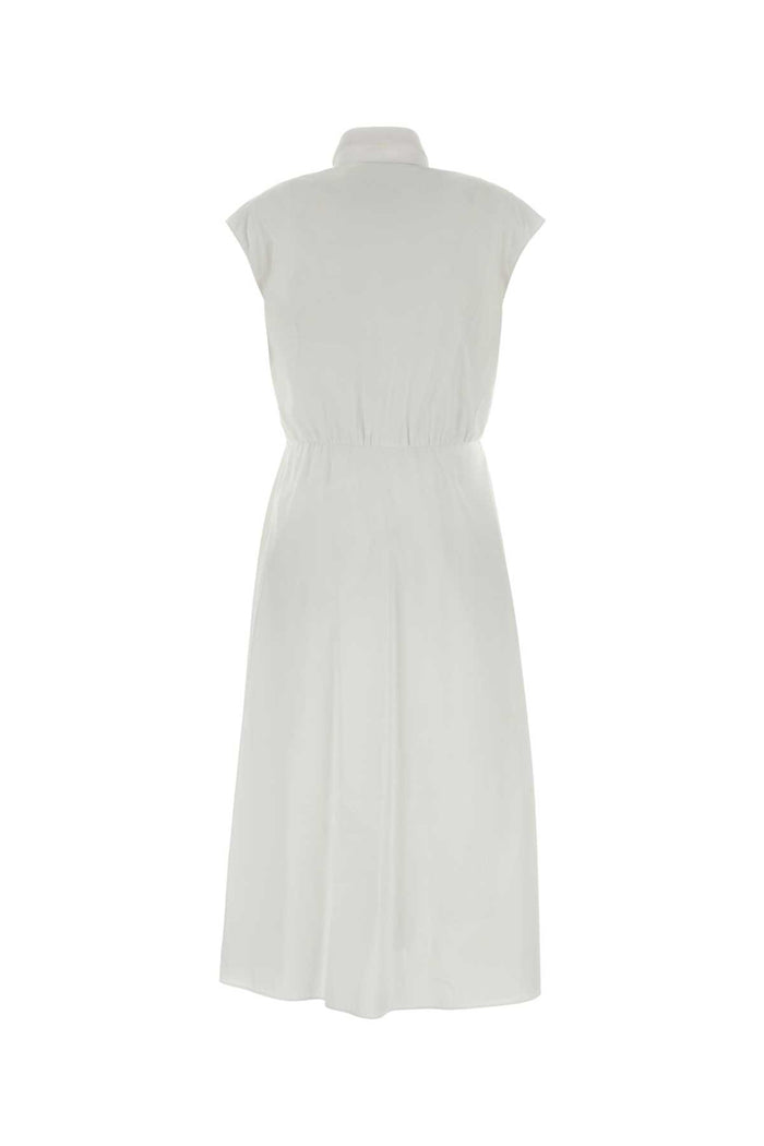 White Poplin Dress Bianco Cotton Abiti