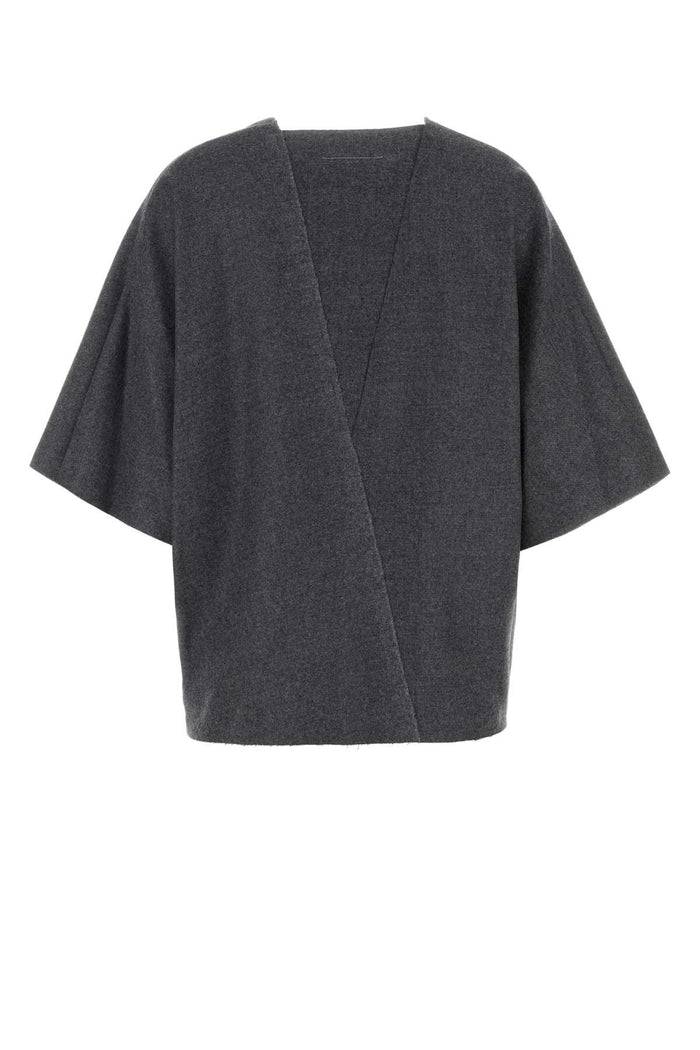 Dark Grey Wool Top Melange Exterior: Virgin Maglie