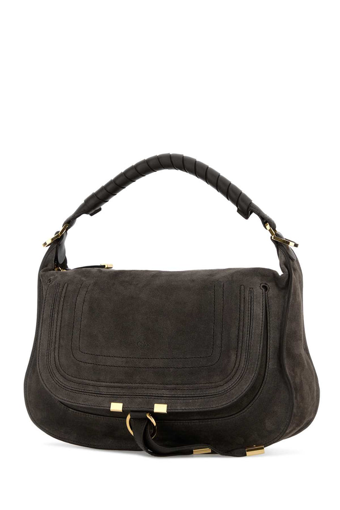 Dark Brown Suede Small Marcie Shoulder Bag Kohlbrown Borse A Mano