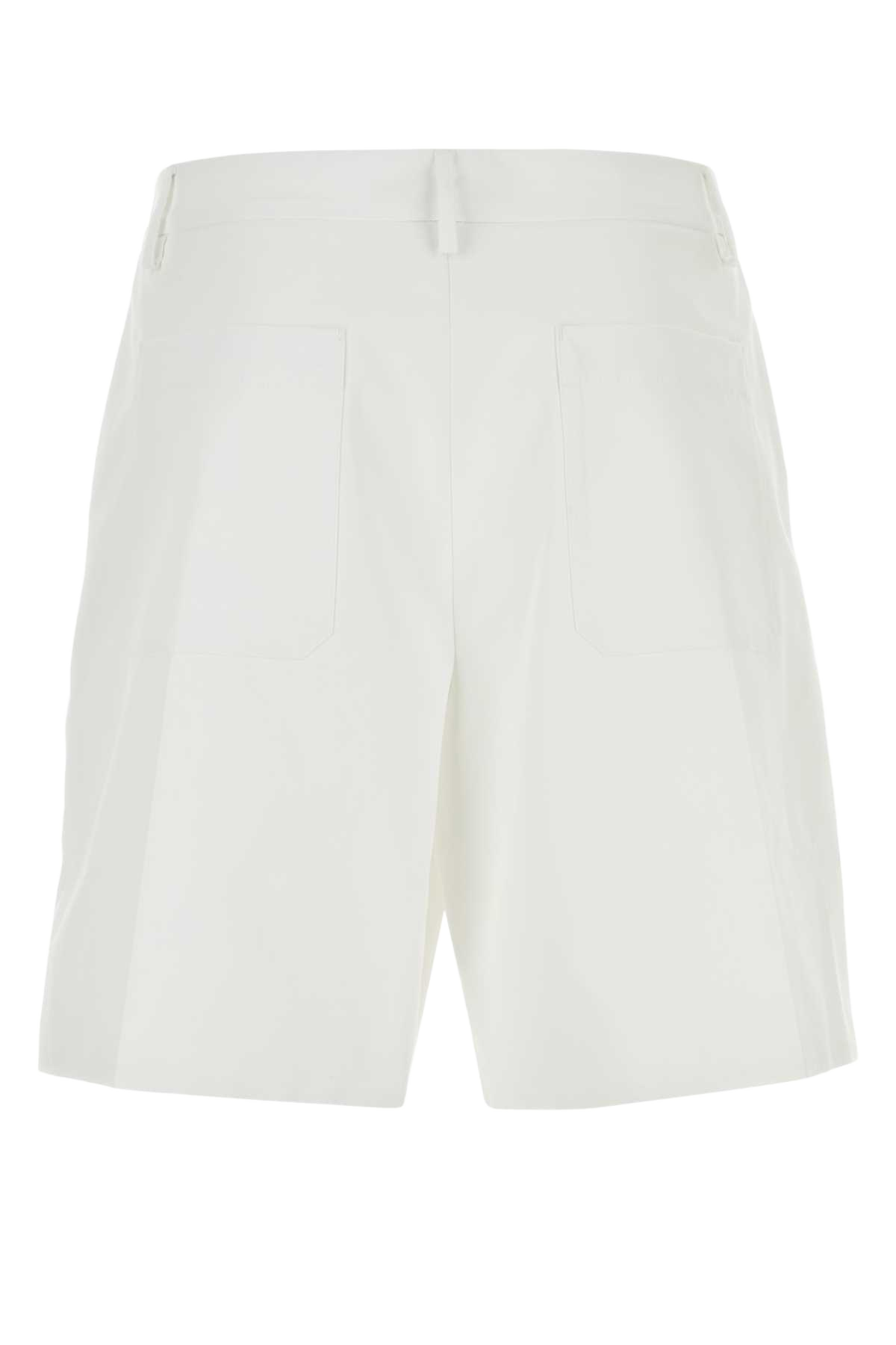 White Cotton Bermuda Shorts Bianco Exterior