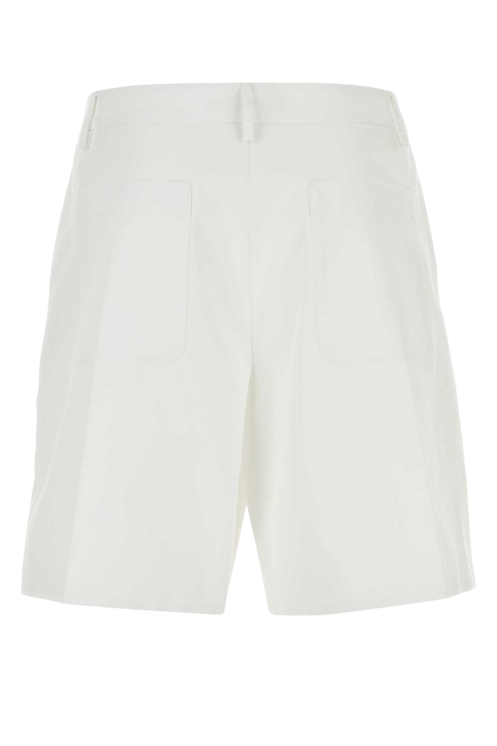 White Cotton Bermuda Shorts Bianco Exterior