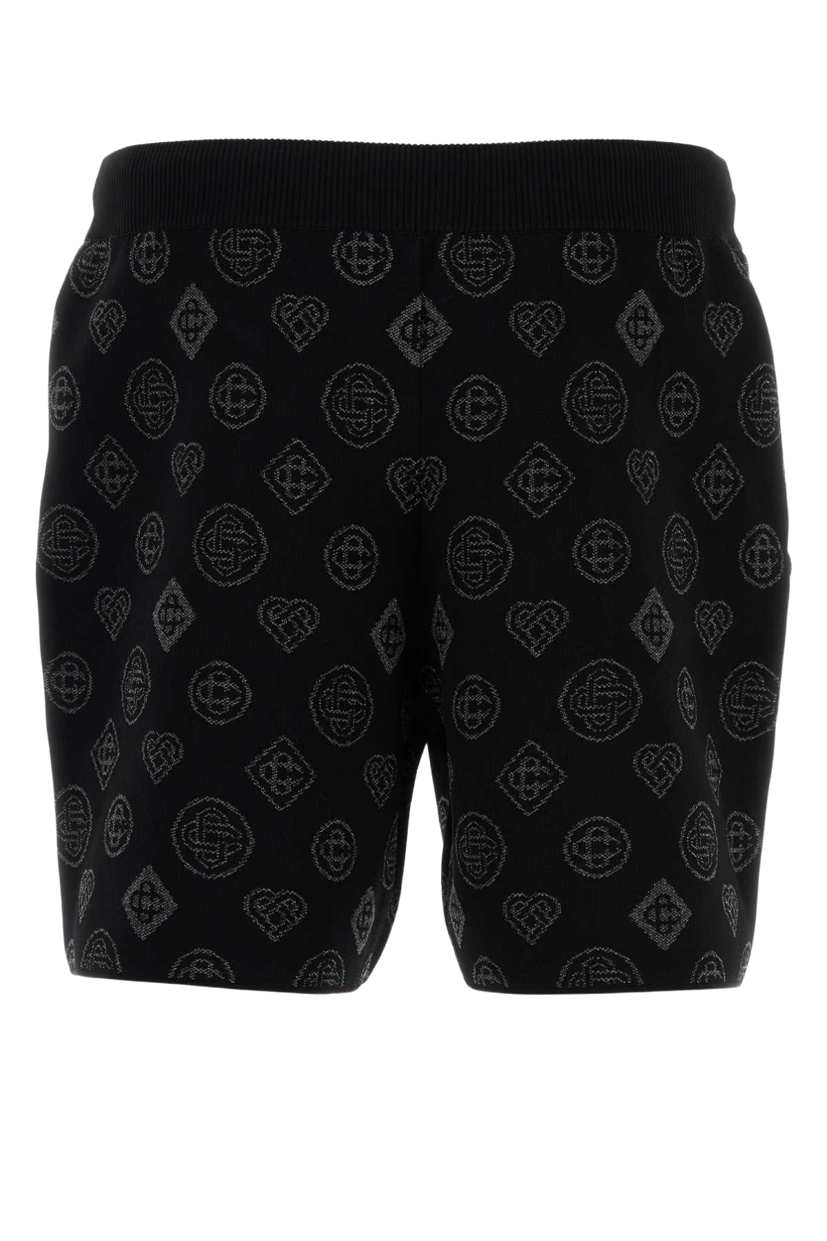 Embroidered Stretch Jacquard Bermuda Shorts Black
