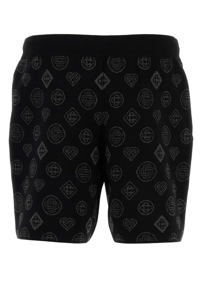 Embroidered Stretch Jacquard Bermuda Shorts Black