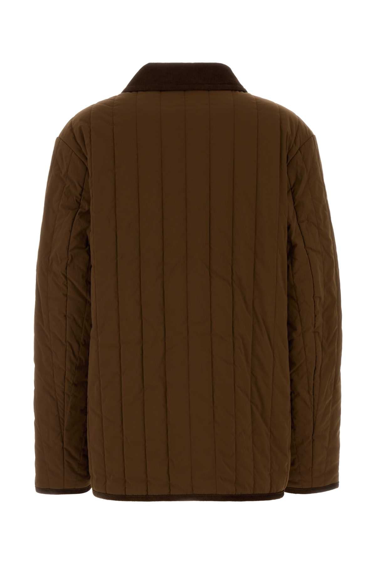 Brown Stretch Nylon Leone Jacket Giubbini