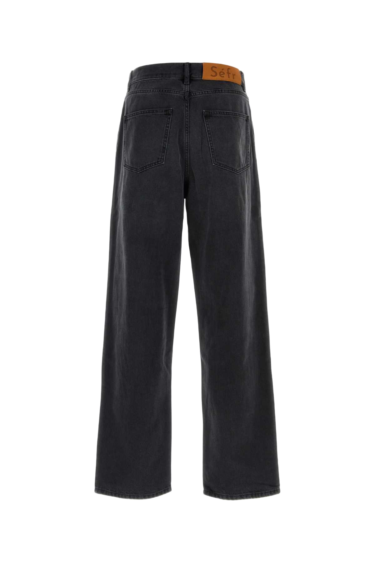 Black Denim Jeans Creasedblack Exterior: Cotton