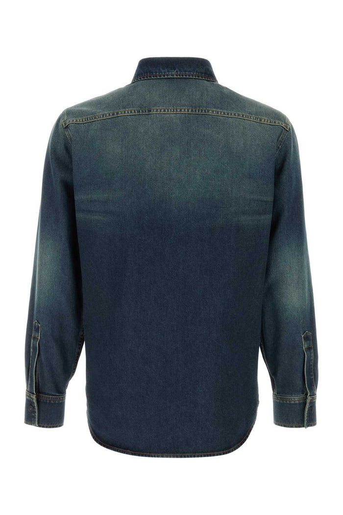 Denim Shirt Blue Exterior: Cotton Camicie