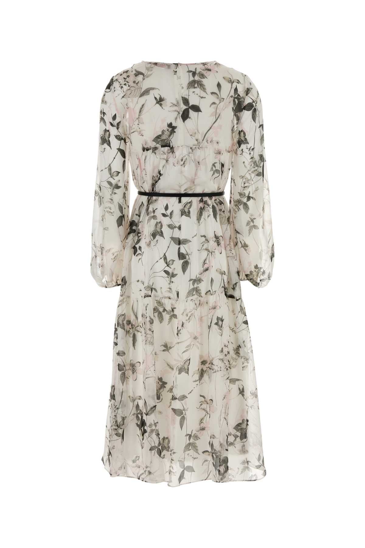 Printed Silk Campo Dress Bianco Abiti