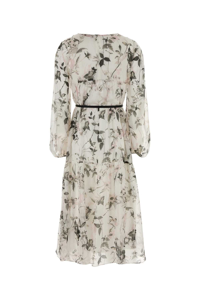 Printed Silk Campo Dress Bianco Abiti