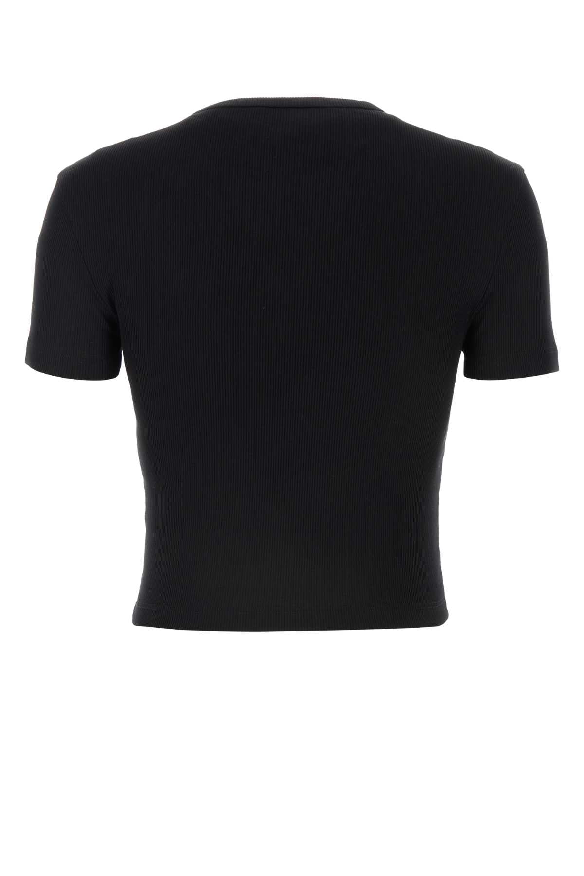 Black Stretch Cotton T-Shirt Exterior: Elastane Maglie