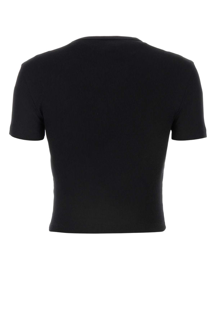 Black Stretch Cotton T-Shirt Exterior: Elastane Maglie