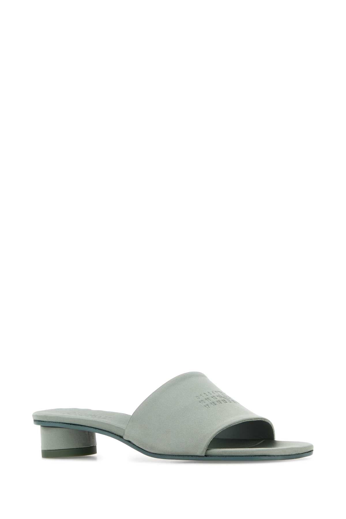 Powder Blue Satin Anatomic Numeric Mules Pussywillowgray Poliuretanica Sandali