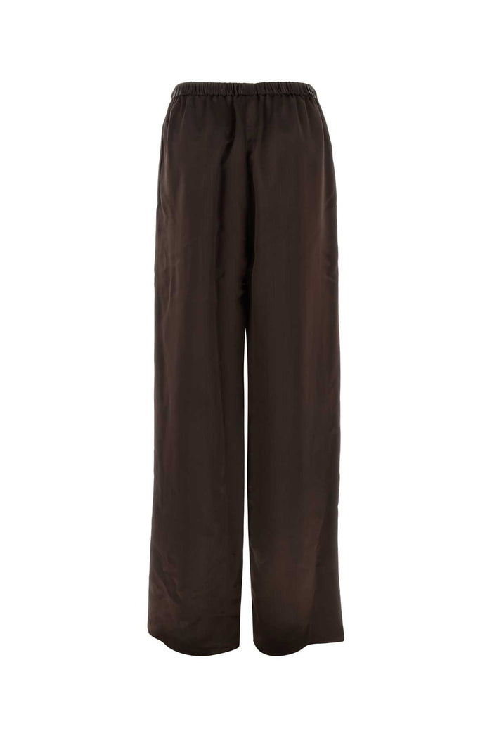 Dark Brown Satin Palazzo Pant Expresso Exterior: Viscose Cupro Pantaloni