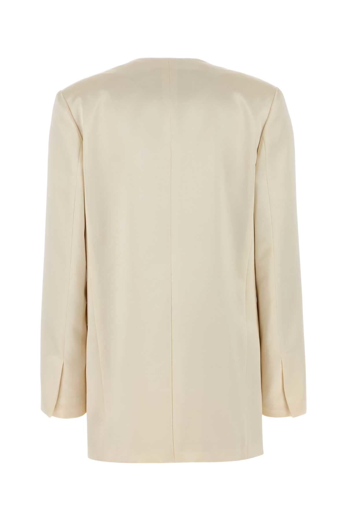 Ivory Satin Blazer Bianco Giacche E Gilet