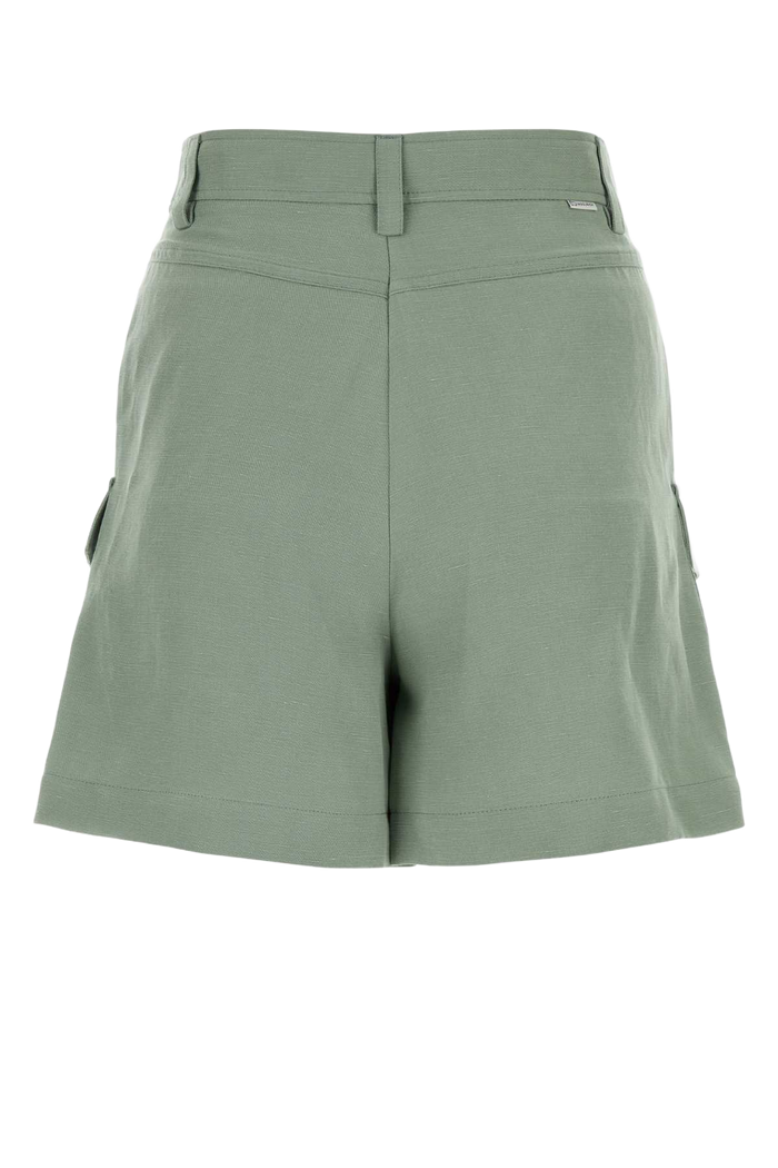 Sage Green Viscose Blend Shorts Exterior: Linen
