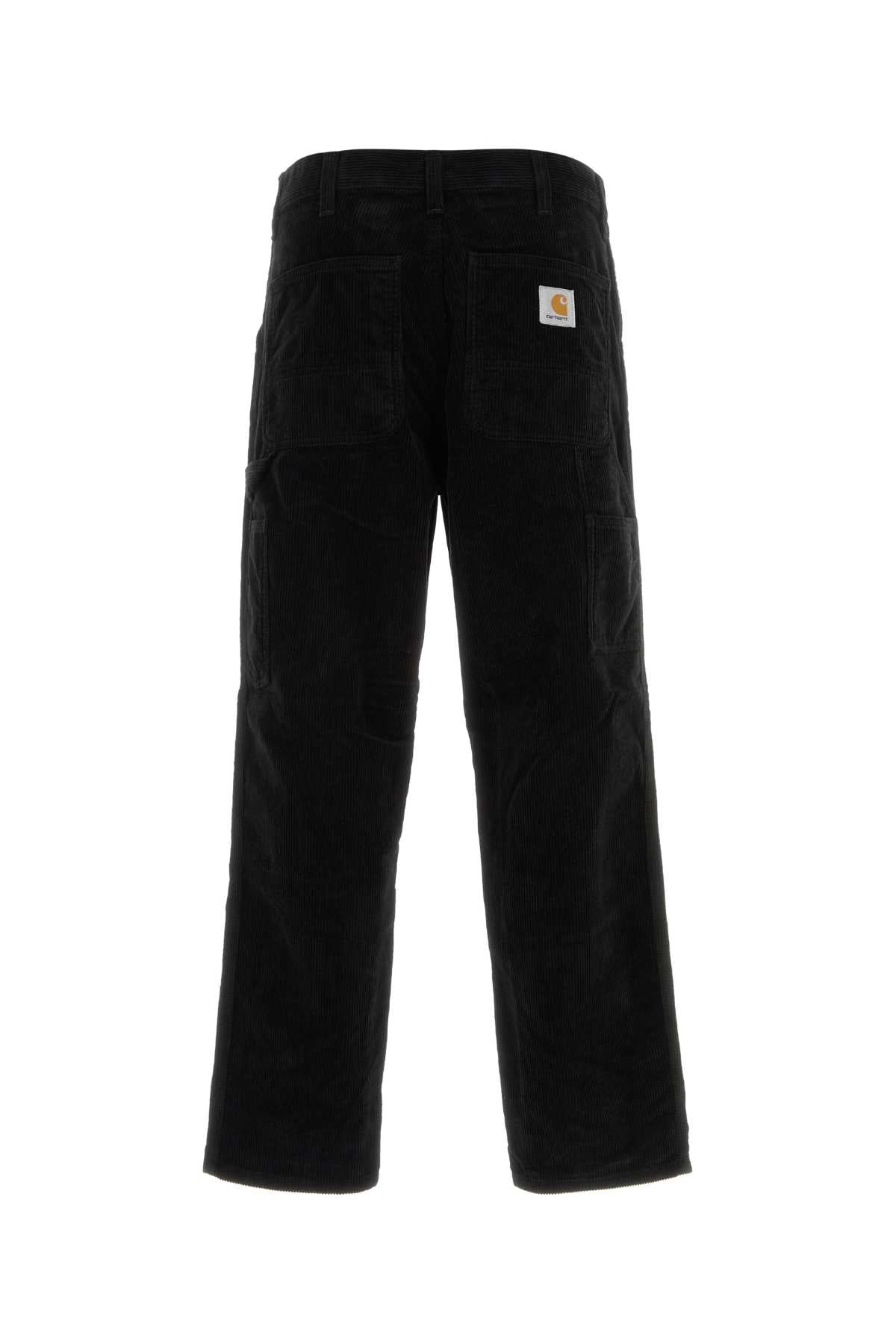 Black Corduroy Single Knee Pant Blackrinsed Cotton 'coventry' Pantaloni