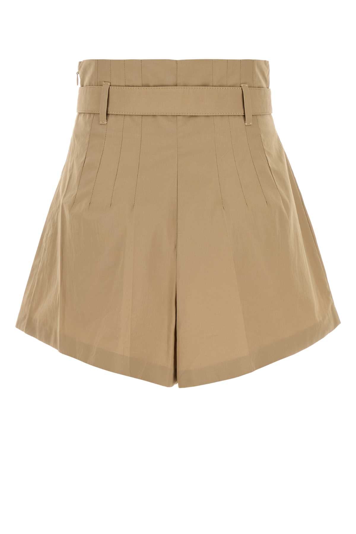 Beige Poplin Shorts Kaki Bermuda