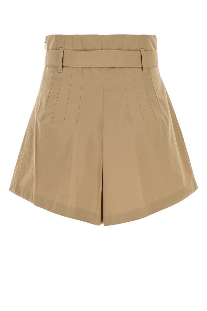 Beige Poplin Shorts Kaki Bermuda