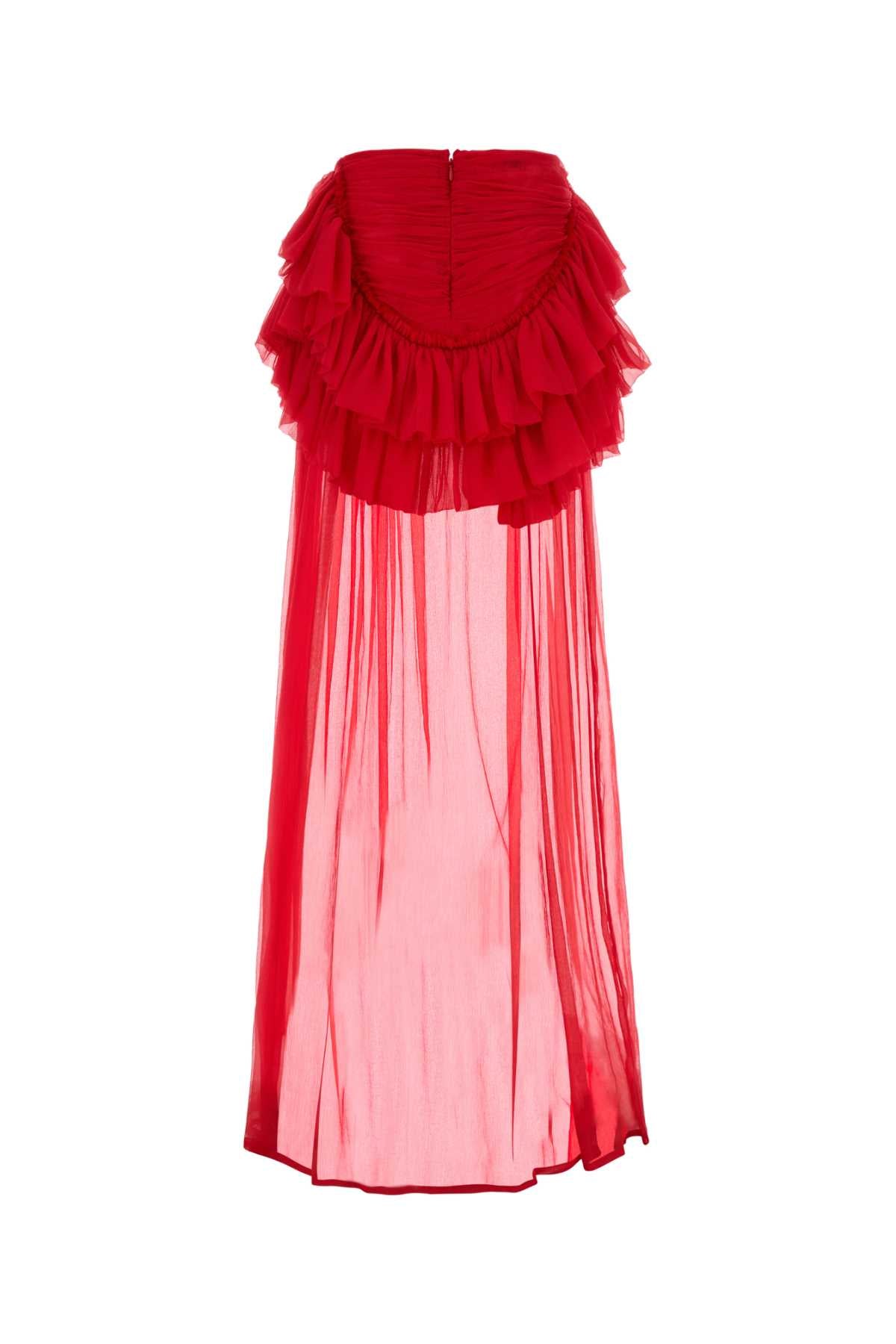 Red Silk Shelby Skirt Exterior: Gonne