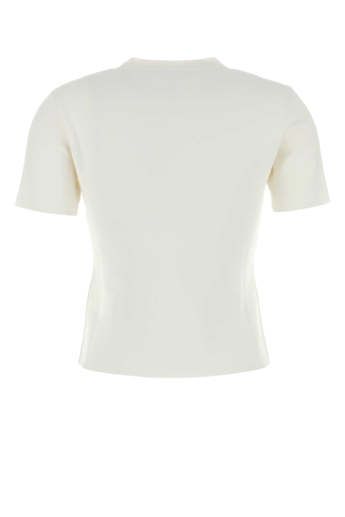 White Viscose Blend Adelio T-Shirt Bianco Exterior: Nylon