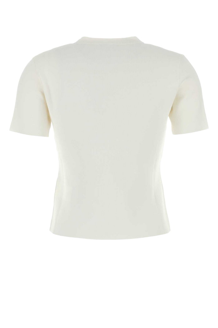White Viscose Blend Adelio T-Shirt Bianco Exterior: Nylon
