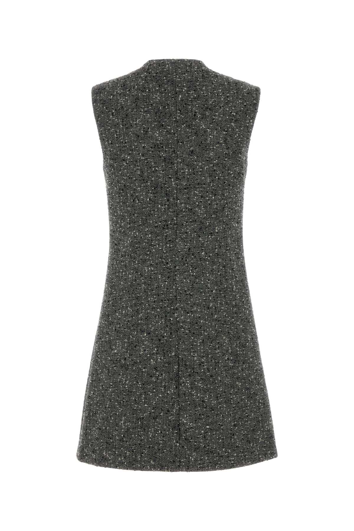 Melange Grey Wool Blend Mini Dress Blackandwhite Abiti
