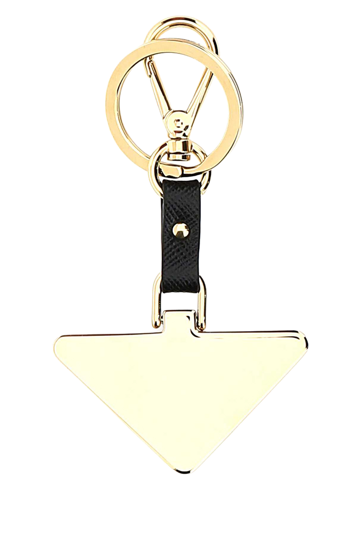 Two-Tone Metal And Leather Key Ring F0002 Steel-calfleather Portachiavi