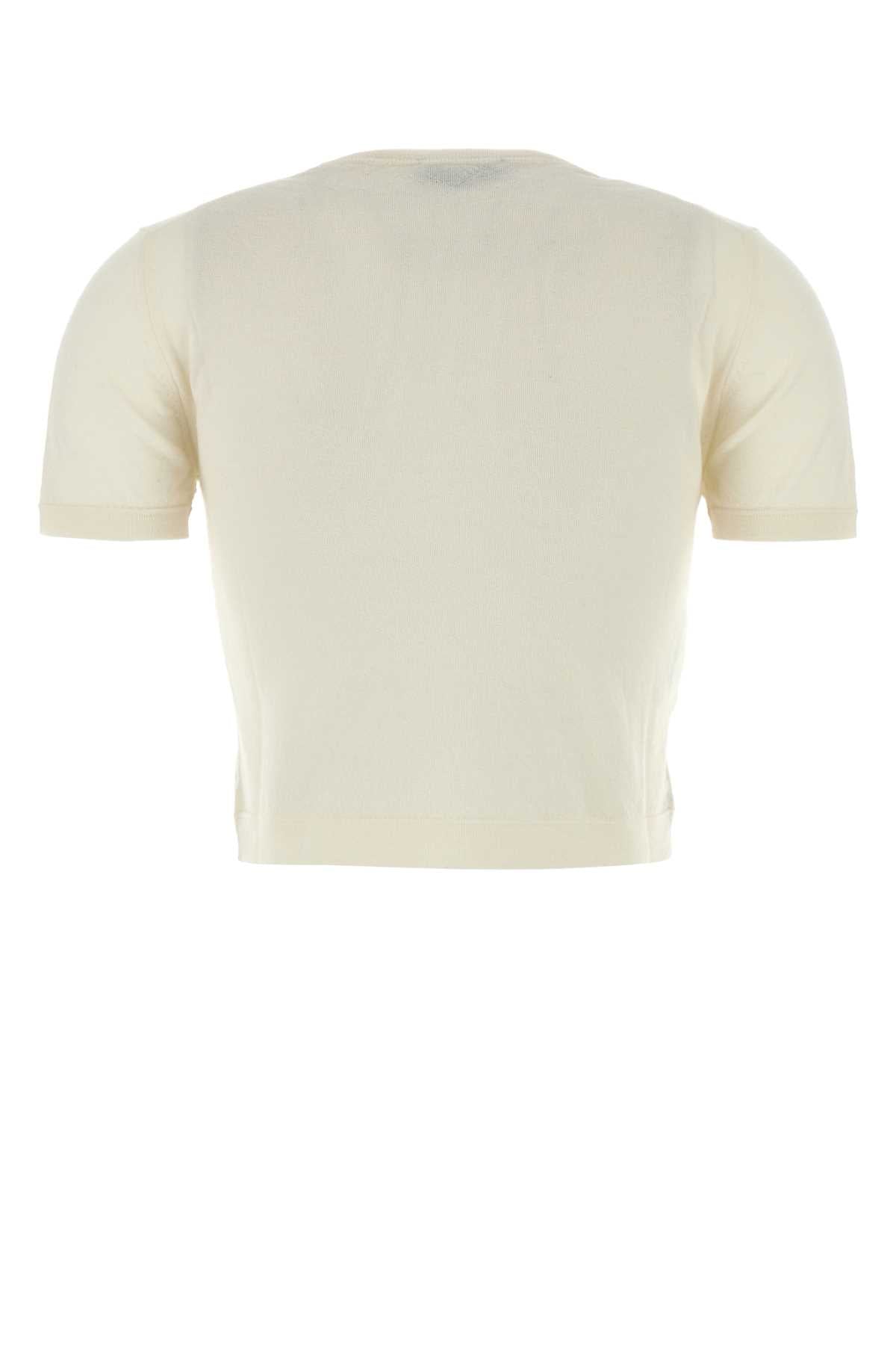 Ivory Cashmere Sweater Bianco+amaranto Maglieria