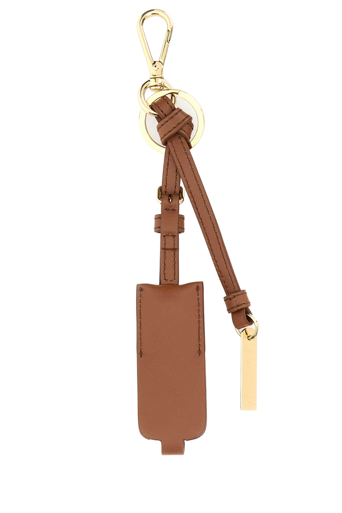 Caramel Leather Key Ring Cognac Steel-calfleather Portachiavi