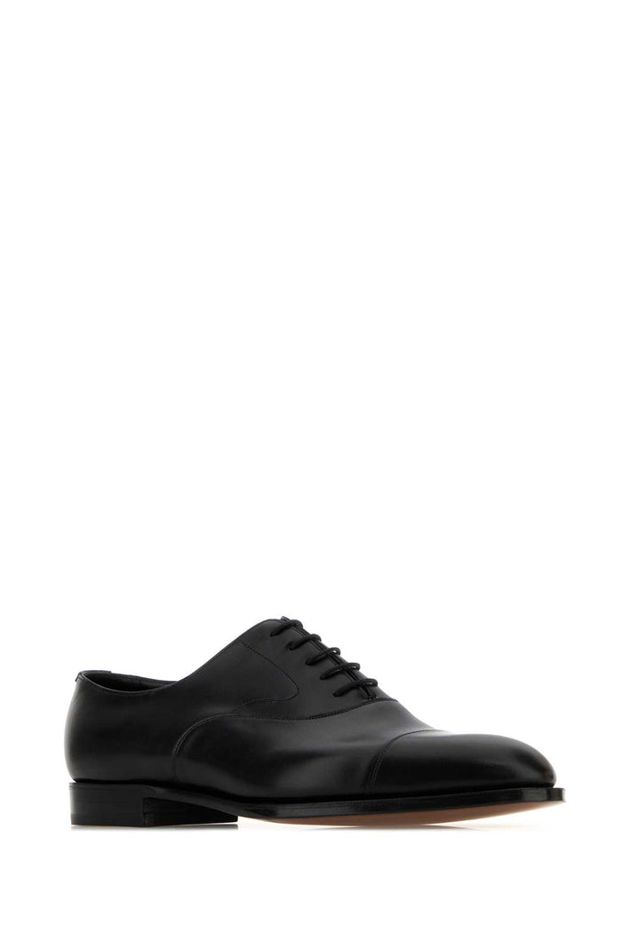 Black Leather Chelsea Lace-Up Shoes 202 Scarpe Stringate