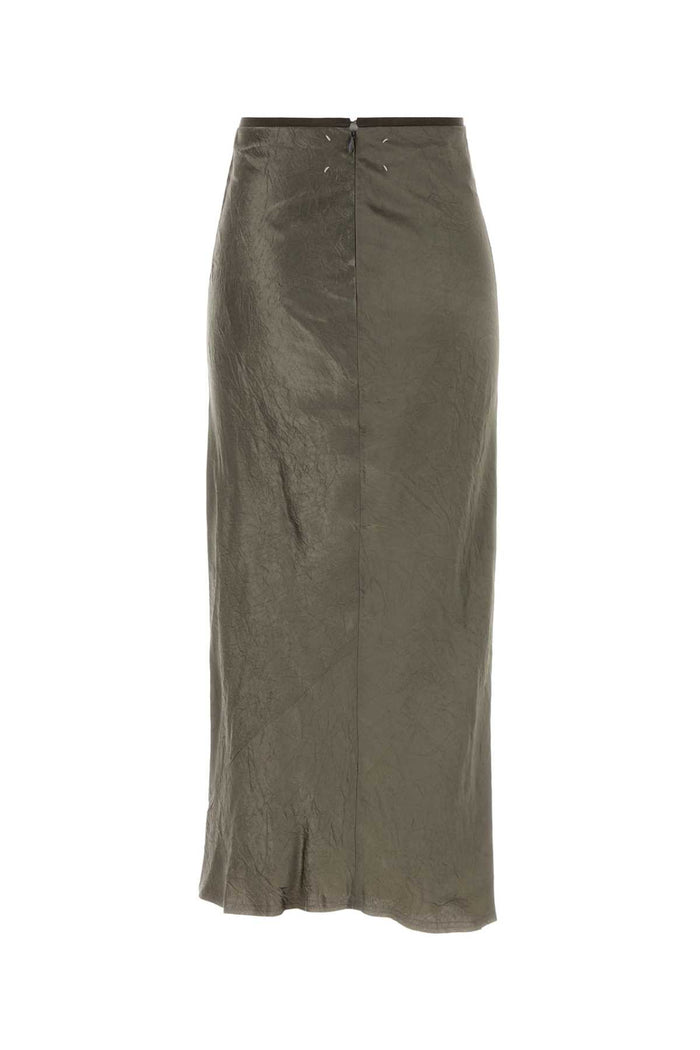 Grey Satin Skirt Beige Exterior: Acetate Gonne