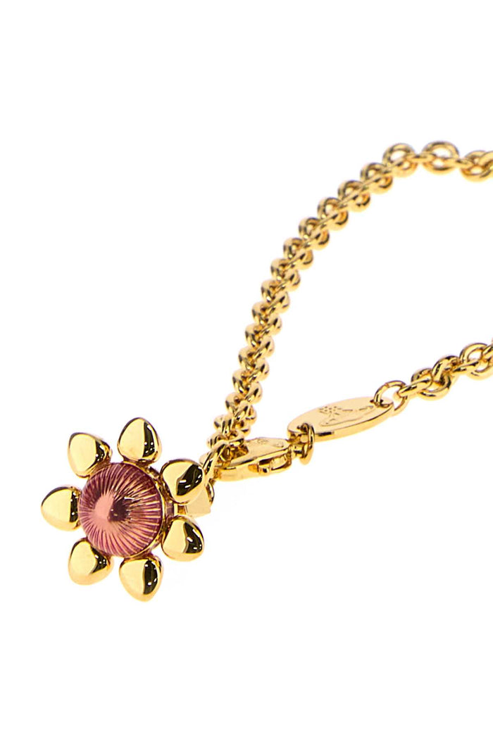 Gold Metal Capucine Bracelet Goldwhitecrystalfuchsiaenamel Bracciali