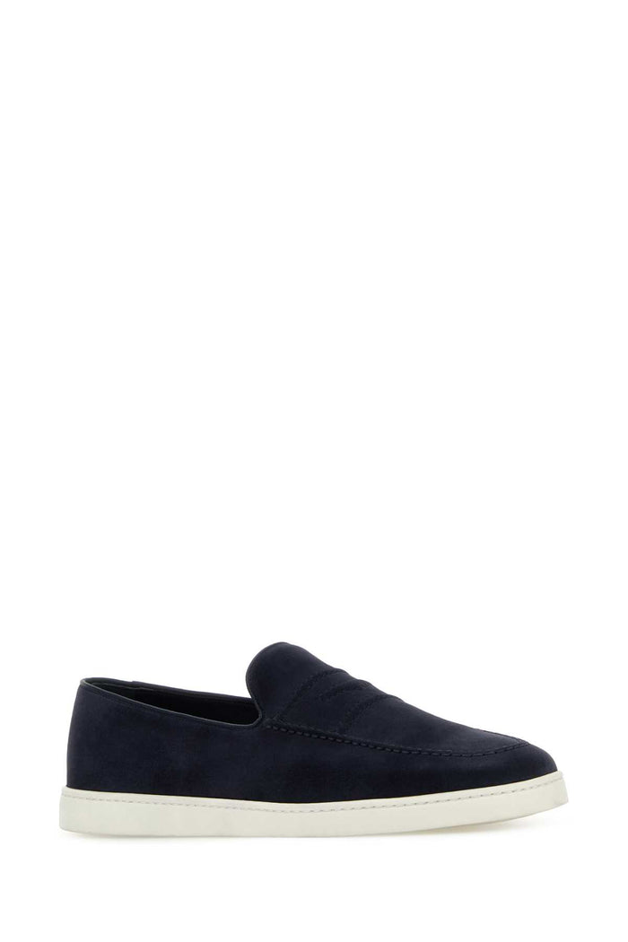Navy Blue Suede Peebles Loafers Mocassini