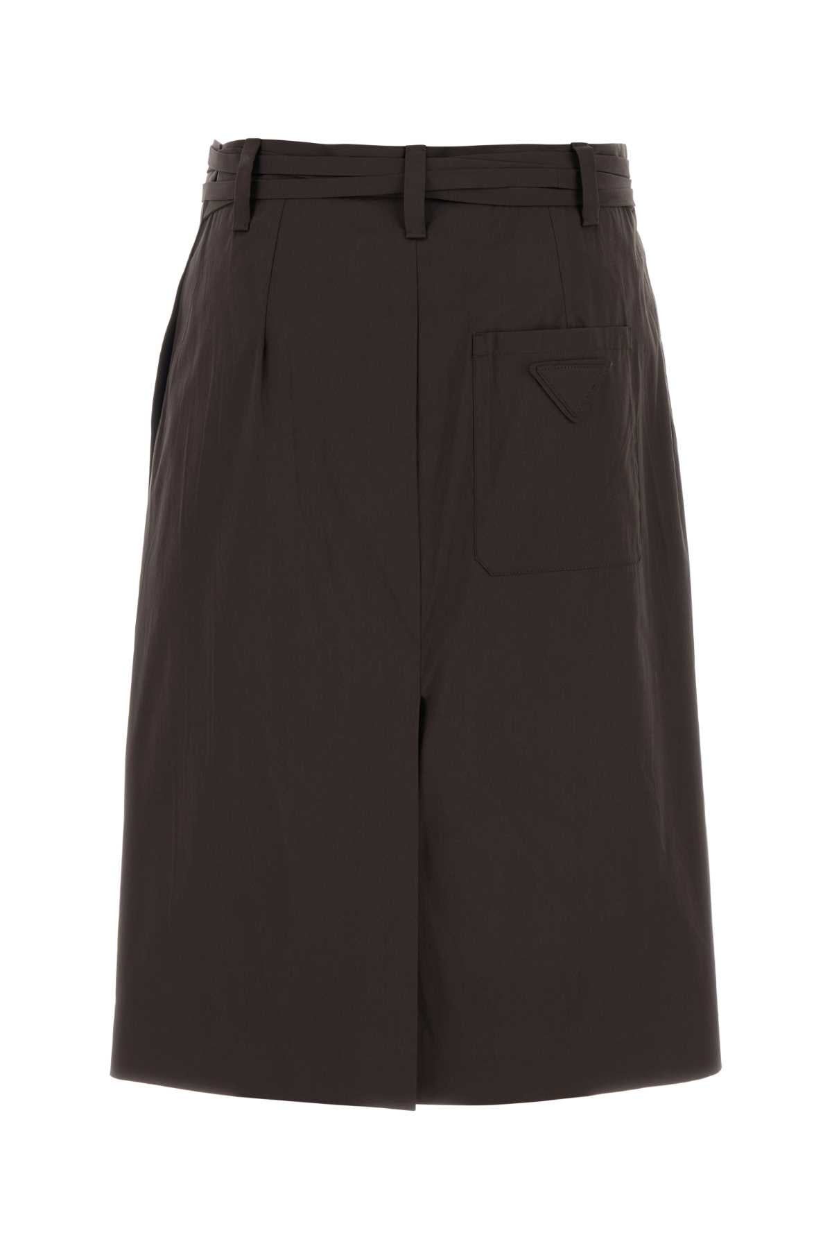 Brown Stretch Poplin Skirt Ebano Coeapa Gonne