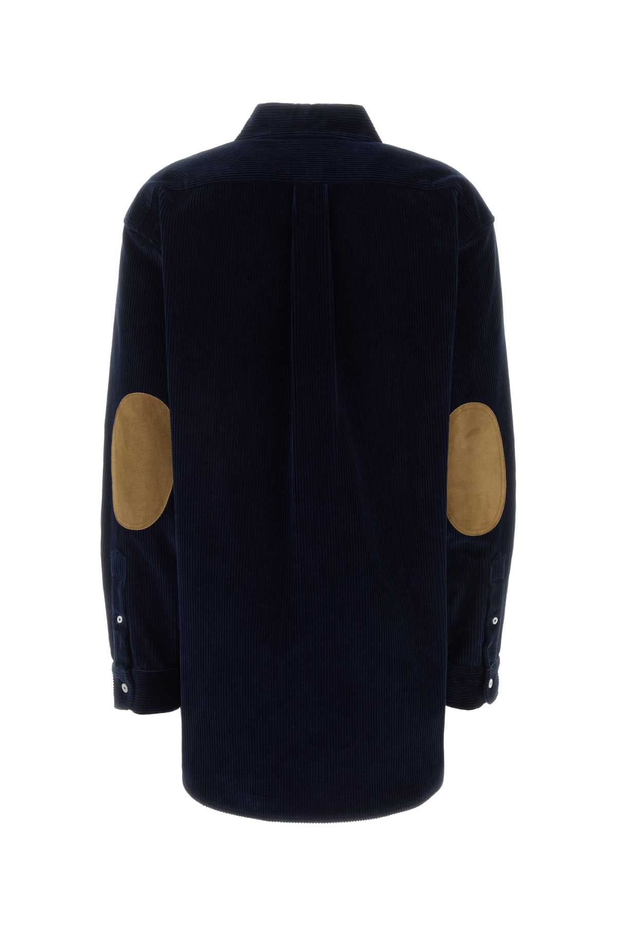 Dark Blue Corduroy Shirt Bleu Exterior: Cotton Camicie