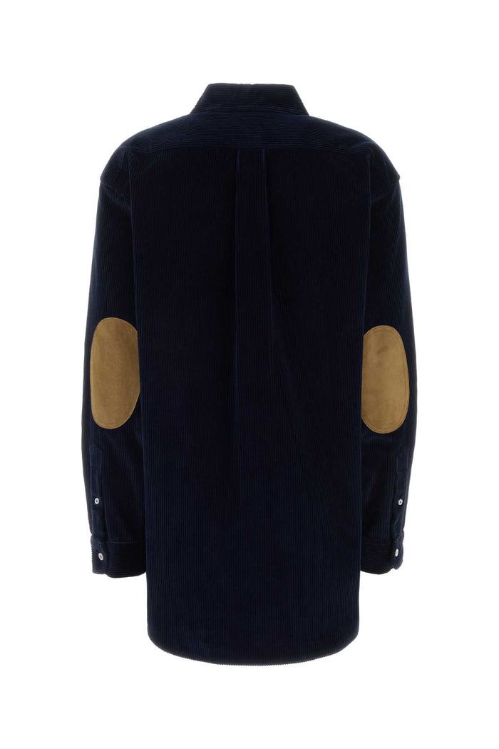Dark Blue Corduroy Shirt Bleu Exterior: Cotton Camicie