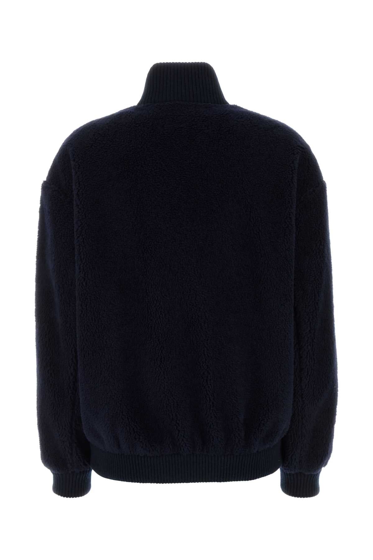 Dark Blue Pile Bomber Jacket Navy Giubbini