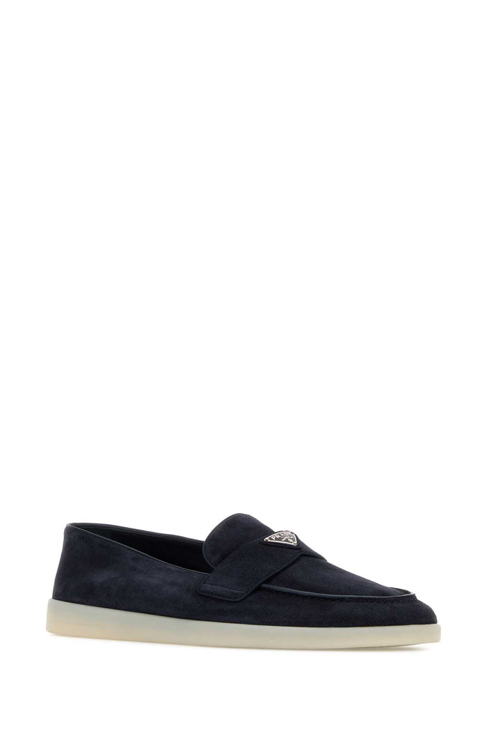 Navy Blue Suede Loafers Bleu Mocassini