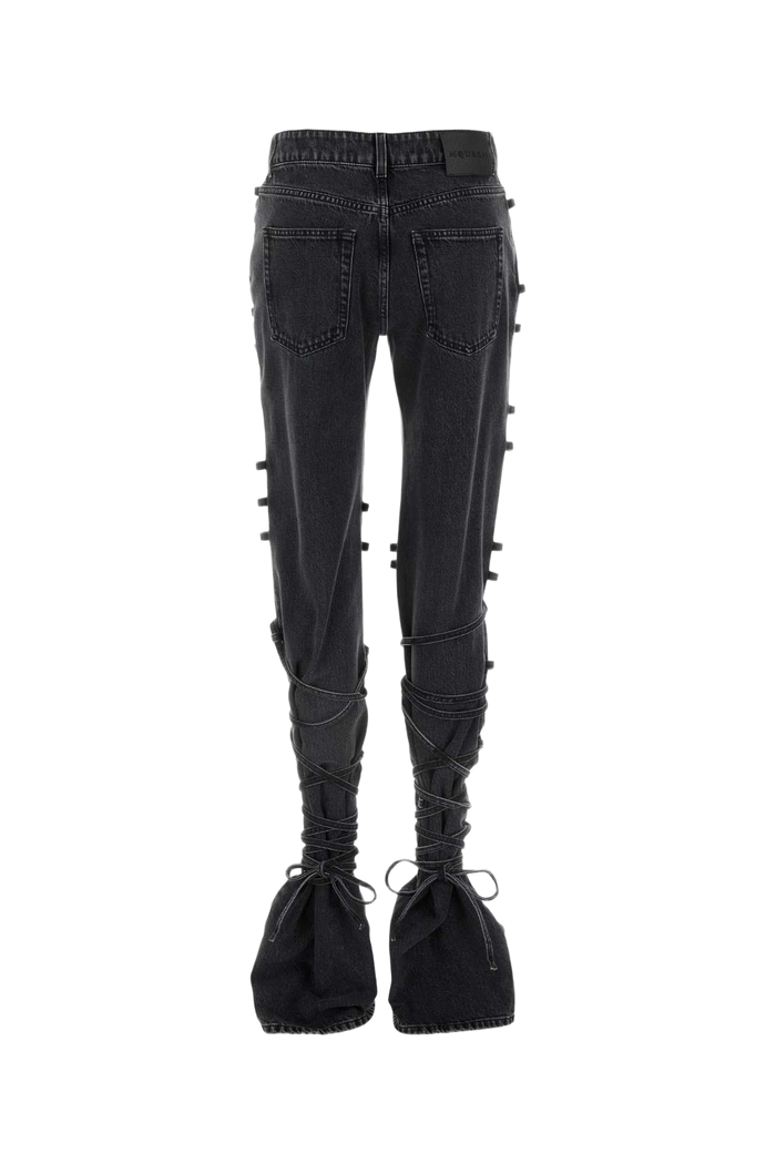 Black Denim Jeans Blackstonewashed Exterior: Cotton