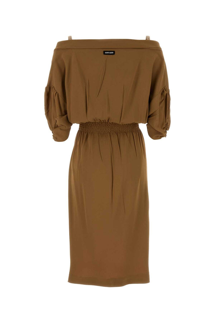 Camel Crepe Dress Cammello Acvi-trochusniloticus Abiti