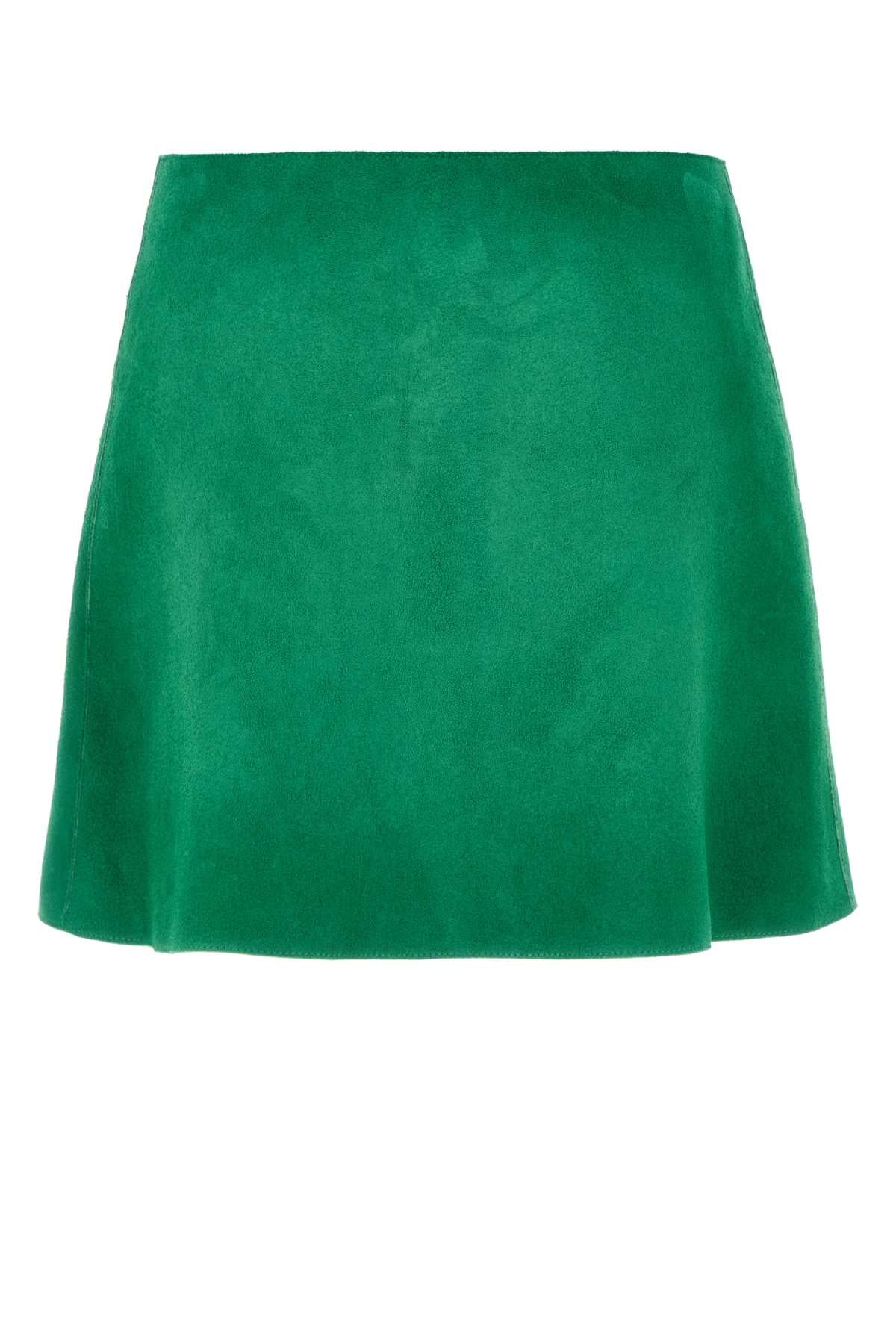 Grass Green Suede Mini Skirt Mango Exterior: Ovine Leather Gonne