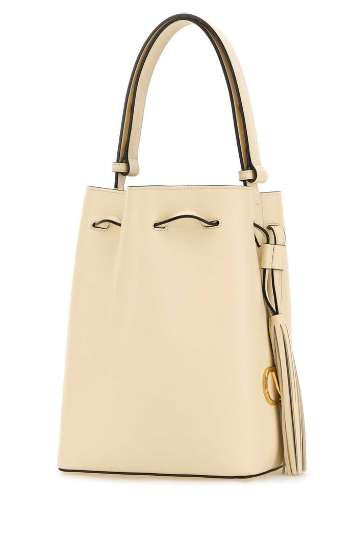 Ivory Leather Vlogo Signature Bucket Bag Butterwhite Calf - Bos Taurus Borse A Secchiello