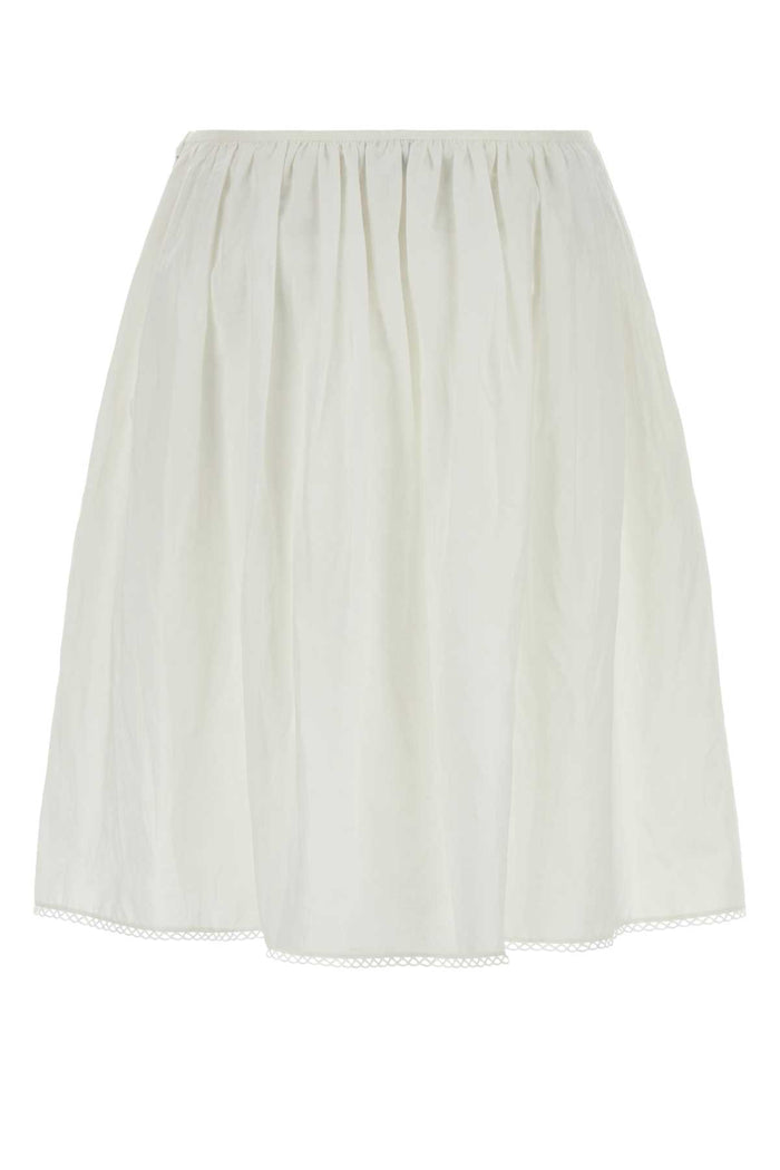 White Cotton Blend Skirt Bianco Exterior: Linen Gonne