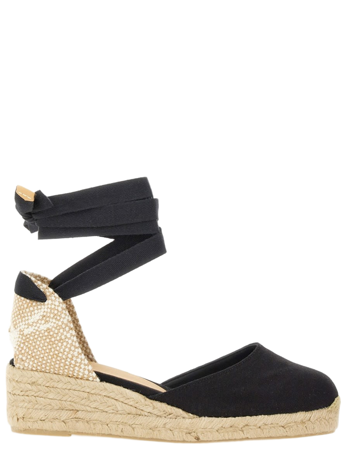 Espadrille Cute Black Cotton Wedges