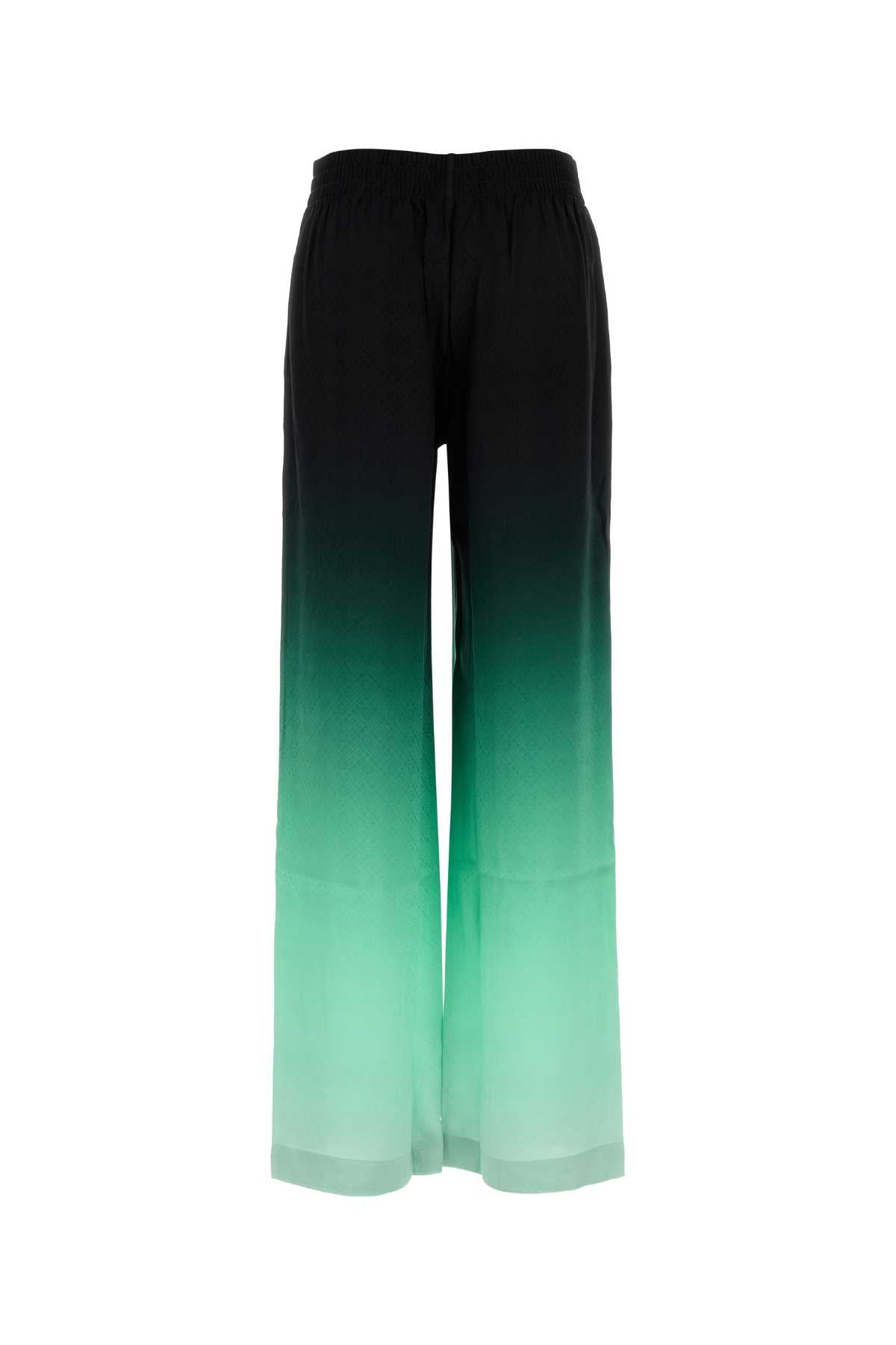 Embroidered Satin Wide-Leg Pant Gradient Main: Silk Pantaloni
