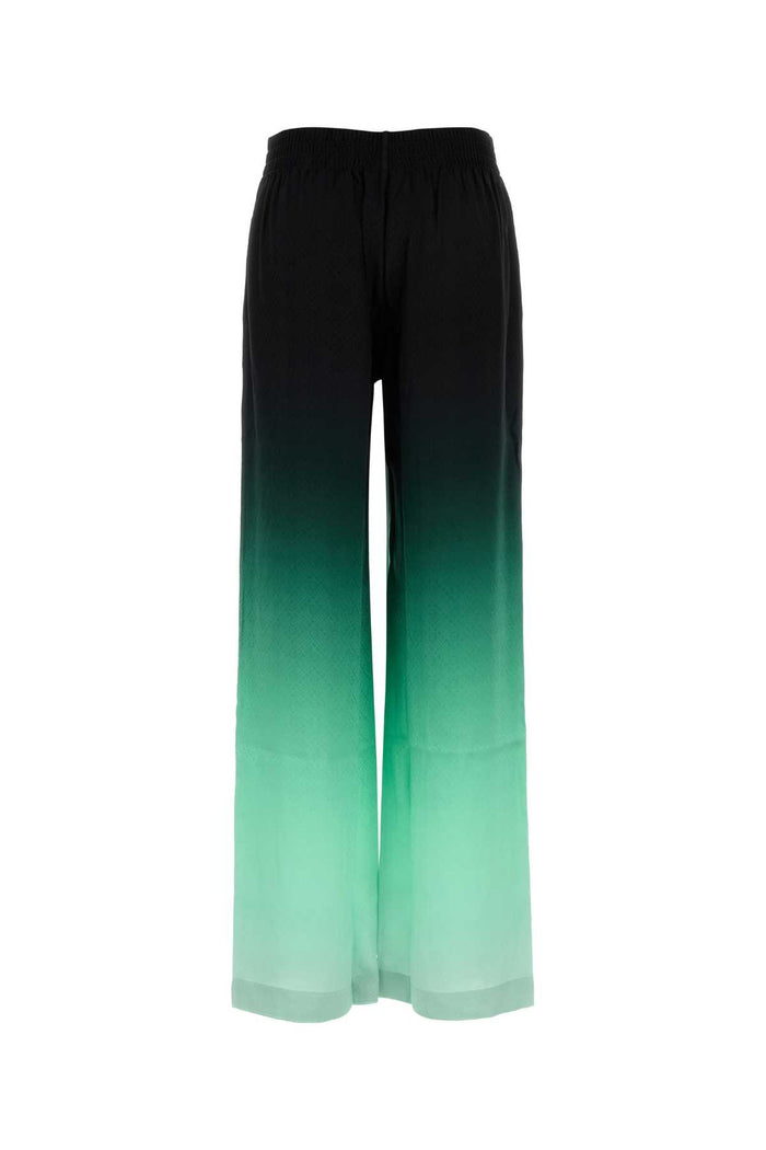 Embroidered Satin Wide-Leg Pant Gradient Main: Silk Pantaloni