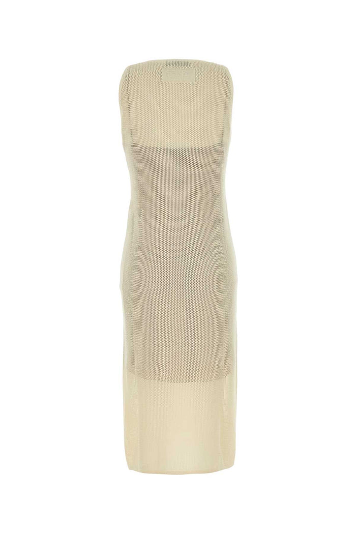 Cream Mesh Dress White Abiti