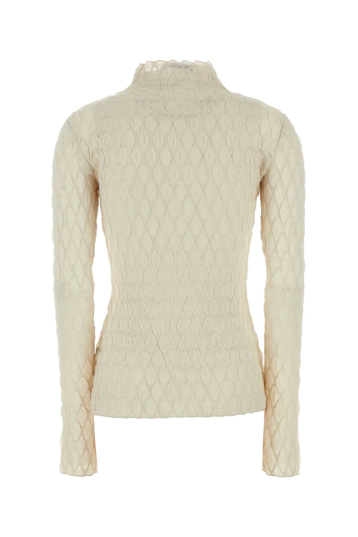 Ivory Stretch Polyester Sissil Top Bone Exterior: Elastane Maglie